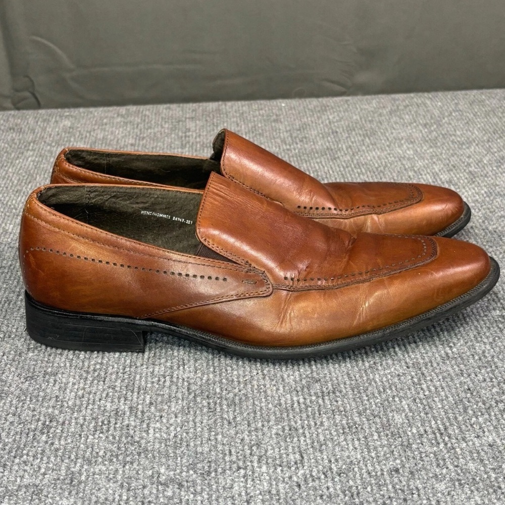 Stacy Adams Shoes Men 9 Leather Loafers Slip On Brogue Heritage Preppy Brown
